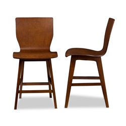 Baxton Studio Elsa Mid-century Modern Scandinavian Style Dark Walnut Bent Wood Counter Stool